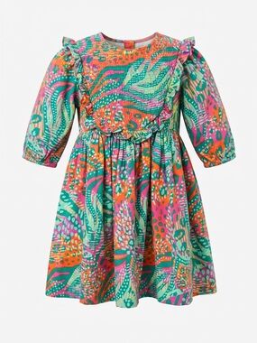Girls' Colorful Tropical Print Casual Dress - Multi